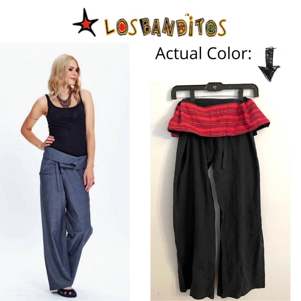 Los Banditos Bohemian Tie Waist Foldover Thai Fisherman Pants